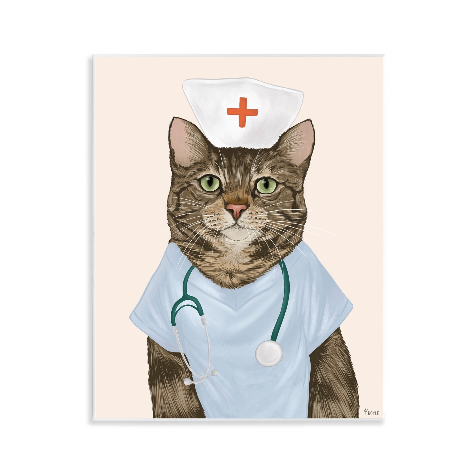 Stupell Industries Nurse Doctor Cat Animals & Insects Painting Unframed Art Print Wall Art, 11 x 14