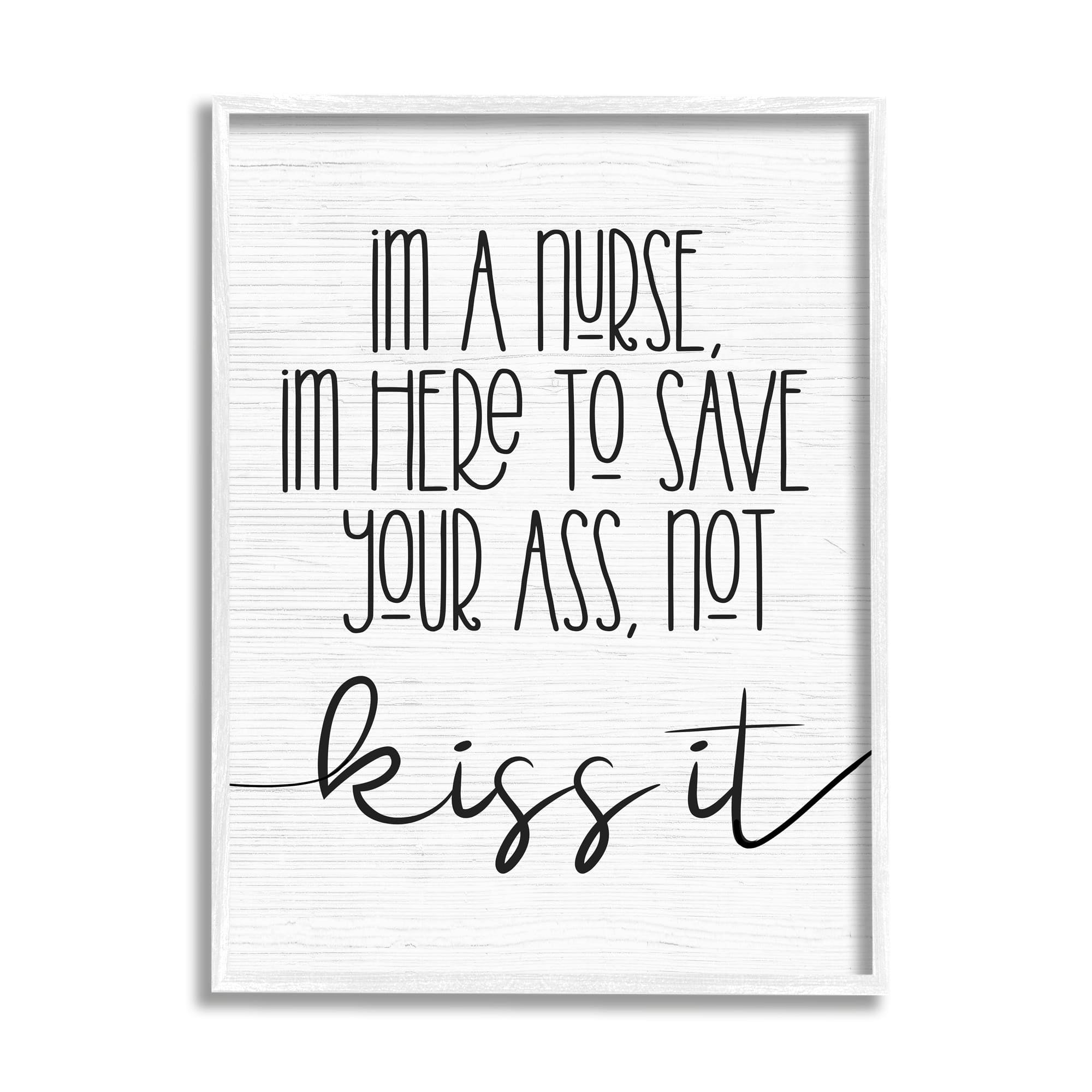 Stupell Industries Nurse Here to Save It Funny Sassy Phrase Graphic Art White Framed Art Print Wall Art, 11x14, by Daphne Polselli