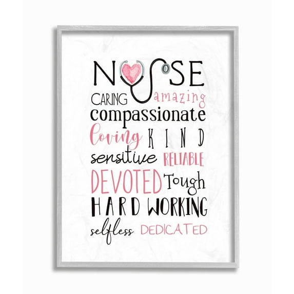Stupell Industries Nurse Inspirational Description Healthcare Professional Gratitude Framed Wall Art Design by Elizabeth Tyndall, 11" x 14", Gray Framed