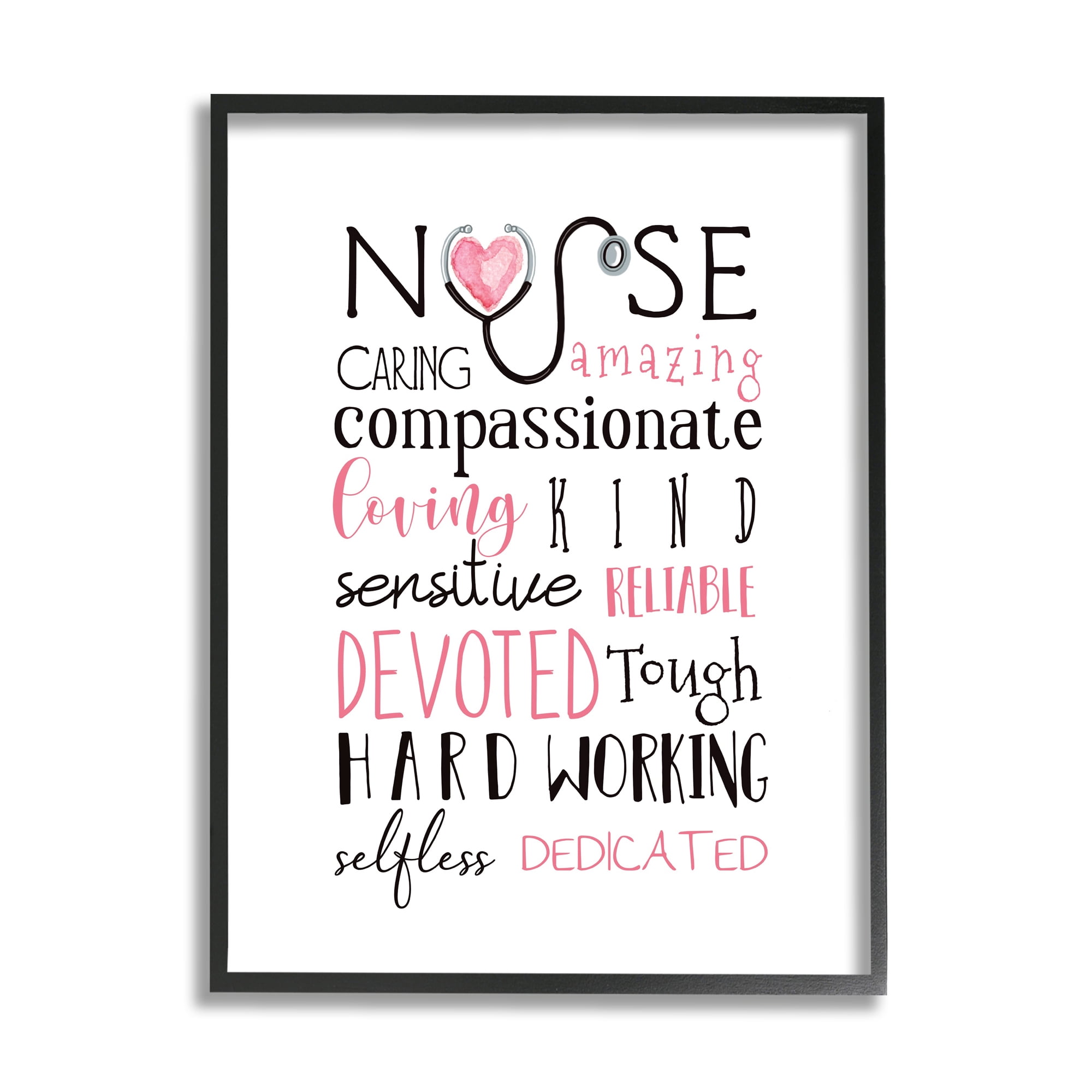Stupell Industries Nurse Inspirational Description Healthcare Professional Gratitude Framed Wall Art Design by Elizabeth Tyndall, 16" x 20", Black Framed