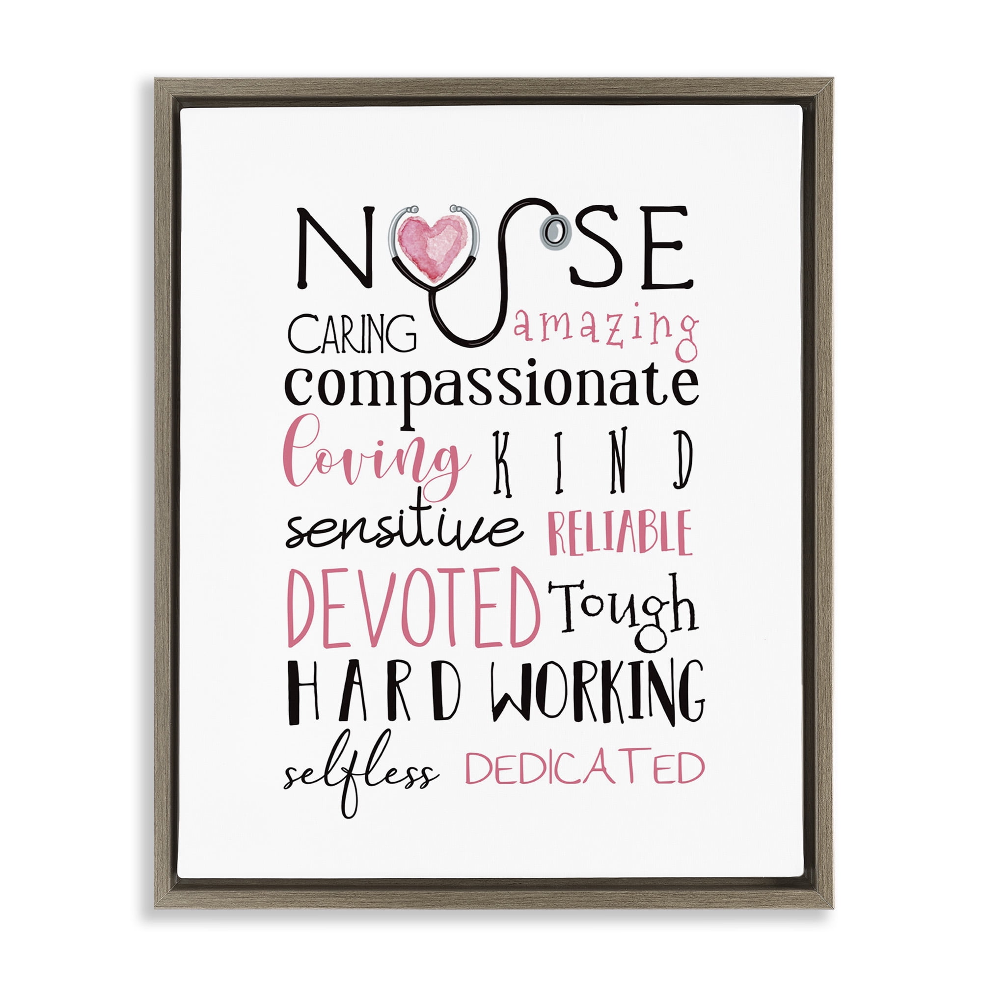 Stupell Industries Nurse Inspirational Healthcare Gratitude Typography Painting Brown Floater Framed Canvas Art Print Wall Art, 25 x 31