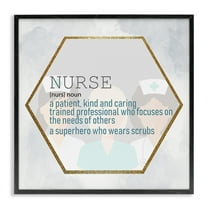 Stupell Industries Nurse Professional Definition Health Care Superhero Sentiment Framed Wall Art Design by Kim Allen, 12" x 12", Black Framed