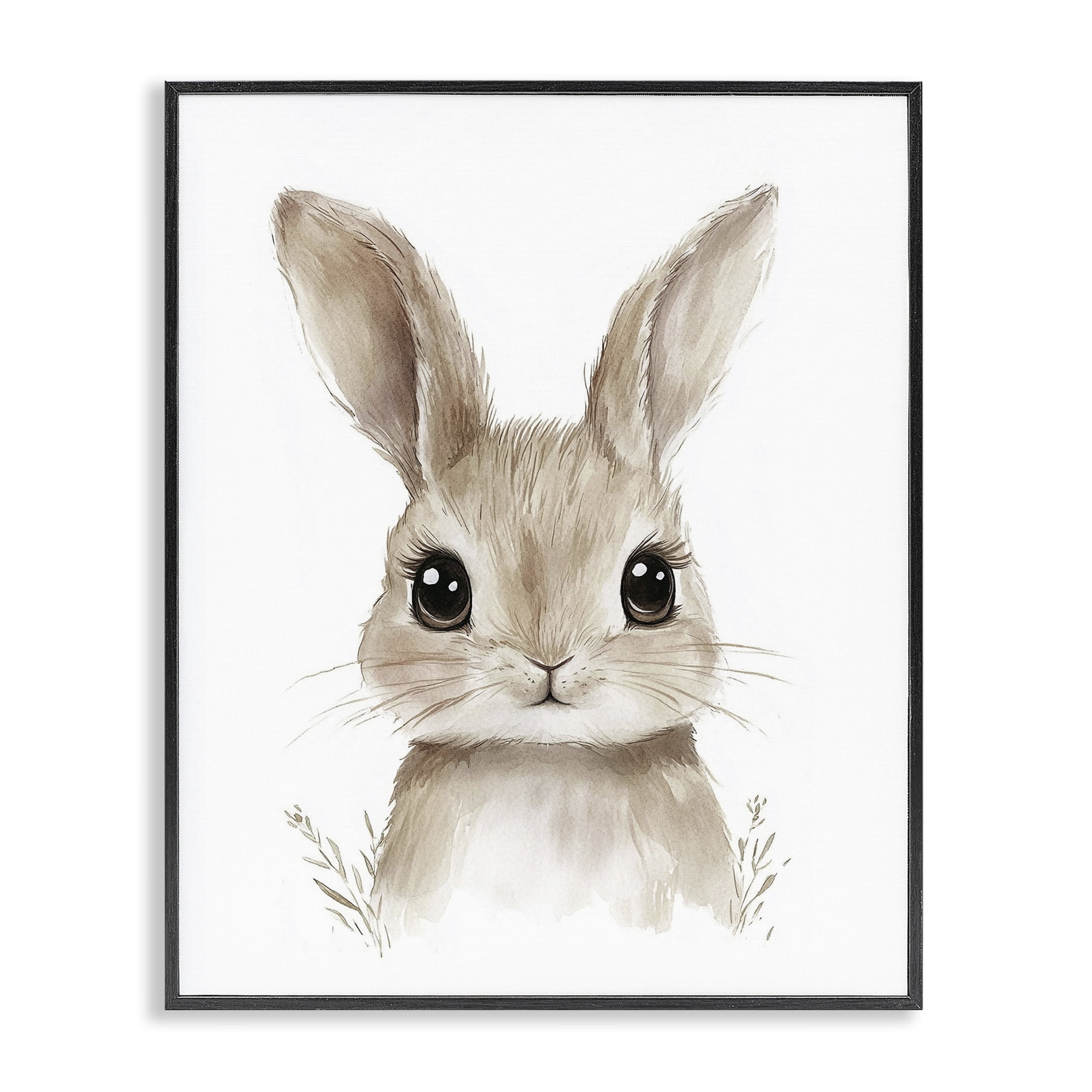Stupell Industries Nursery Babies Bunny Black Framed Giclee Art, design by Ramona Murdock