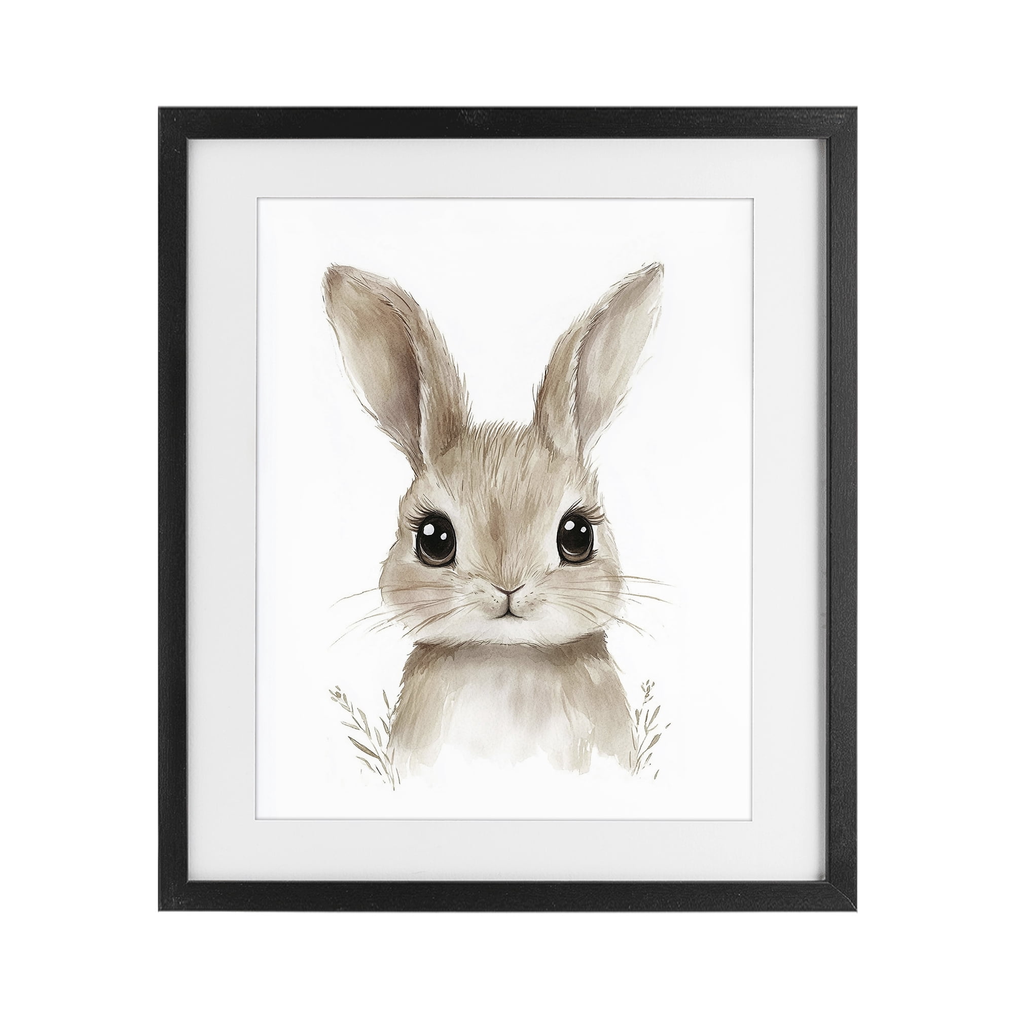 Stupell Industries Nursery Babies Bunny Black Framed Print Under Glass, design by Ramona Murdock