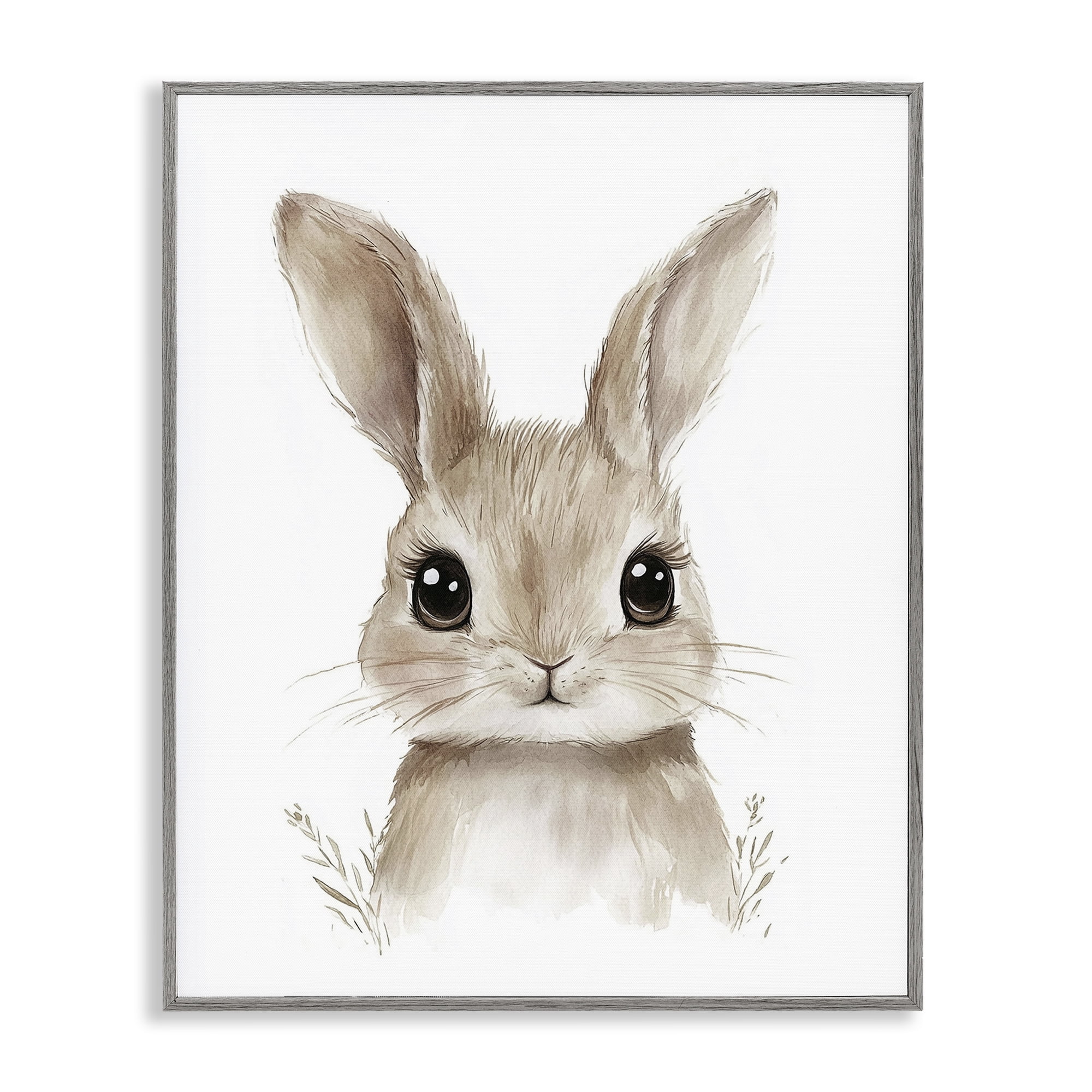 Stupell Industries Nursery Babies Bunny Gray Framed Giclee Art, design by Ramona Murdock