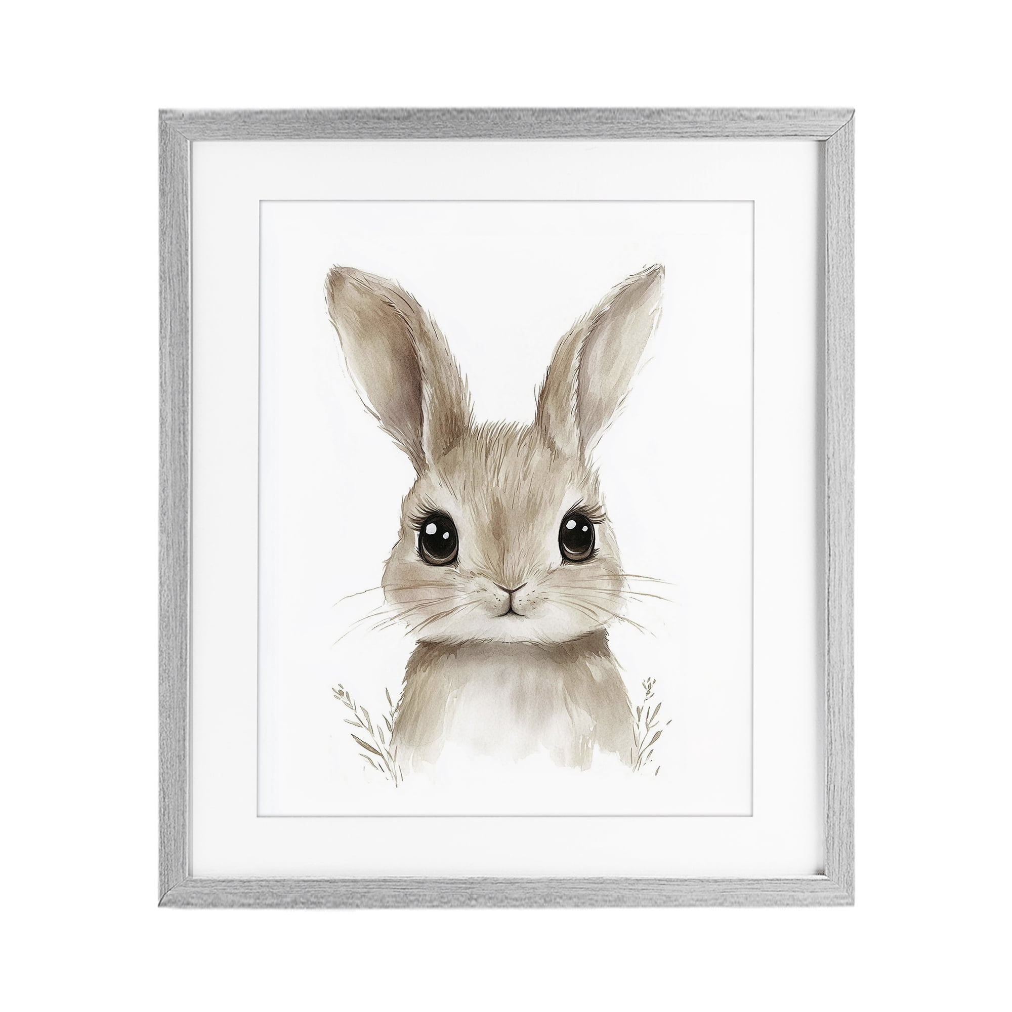 Stupell Industries Nursery Babies Bunny Gray Framed Print Under Glass, design by Ramona Murdock
