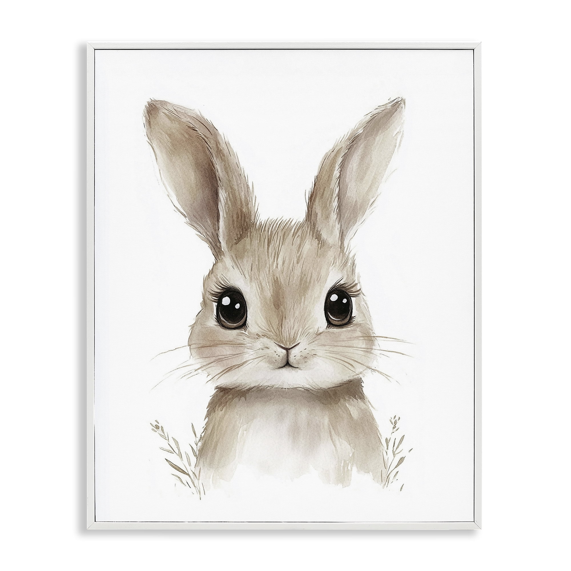 Stupell Industries Nursery Babies Bunny White Framed Giclee Art, design by Ramona Murdock