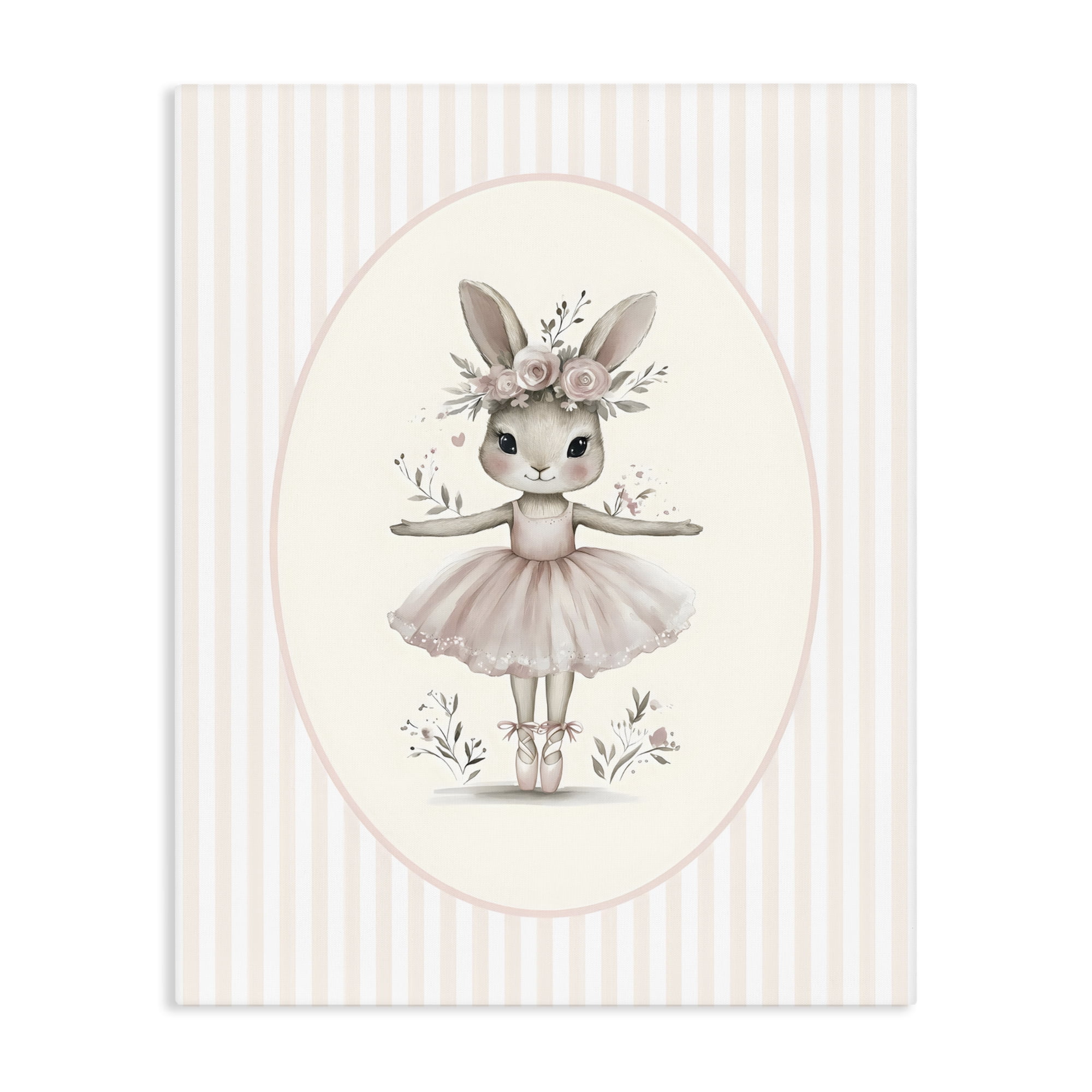 Stupell Industries Nursery Ballerina Bunny Striped Canvas Wall Art, design by LSR Design Studio