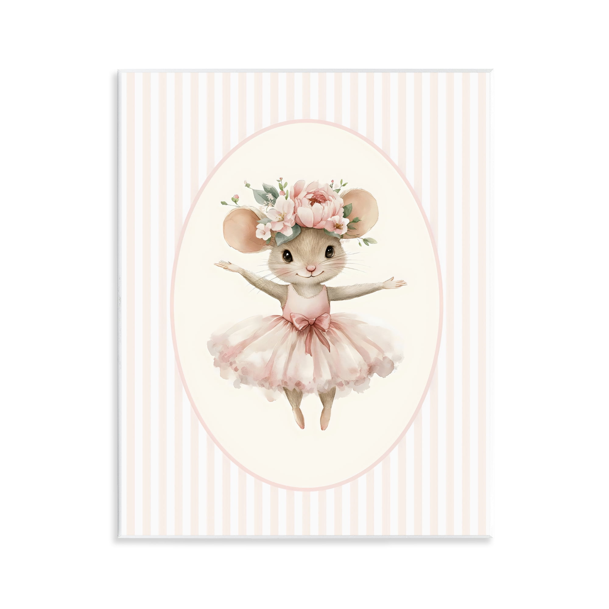 Stupell Industries Nursery Ballerina Mouse Striped Wall Plaque Art, design by LSR Design Studio