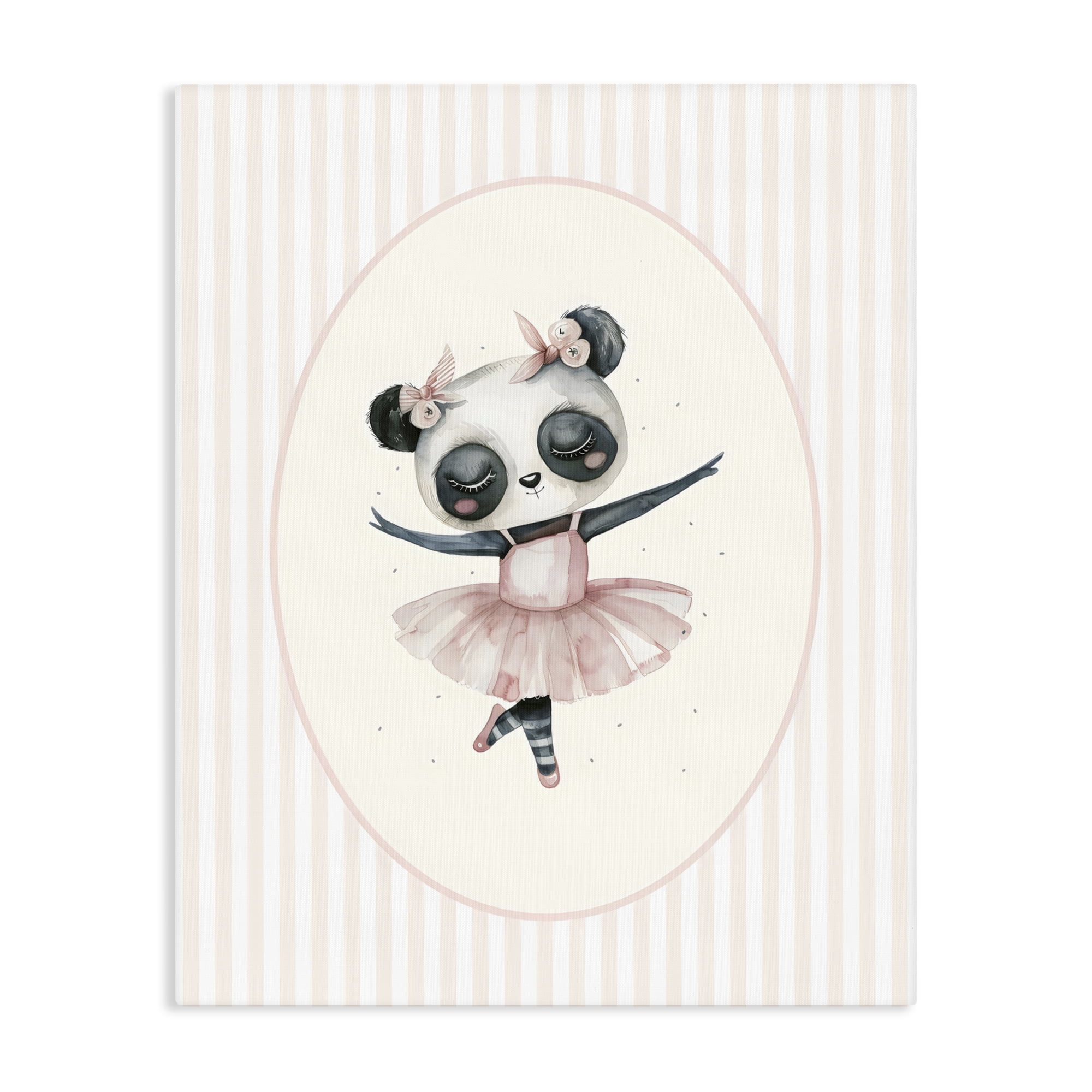 Stupell Industries Nursery Ballerina Panda Striped Canvas Wall Art, design by LSR Design Studio