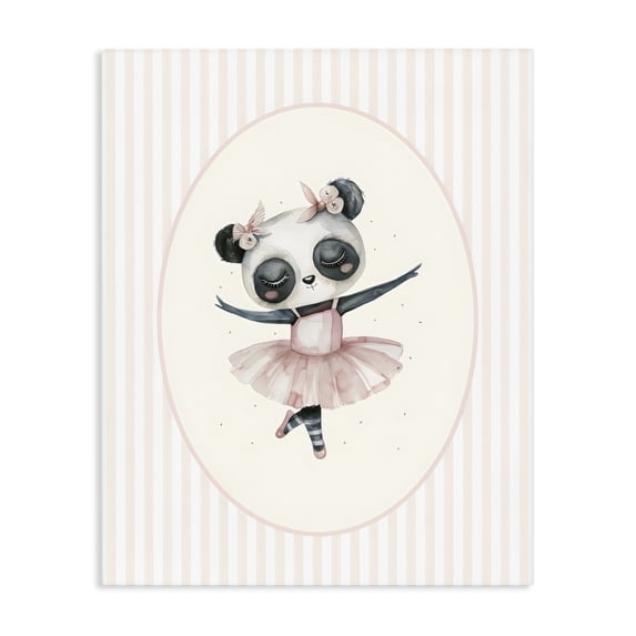 Stupell Industries Cottage Nursery Ballerina Panda Striped Canvas Art, 16 x 20, by LSR Design Studio