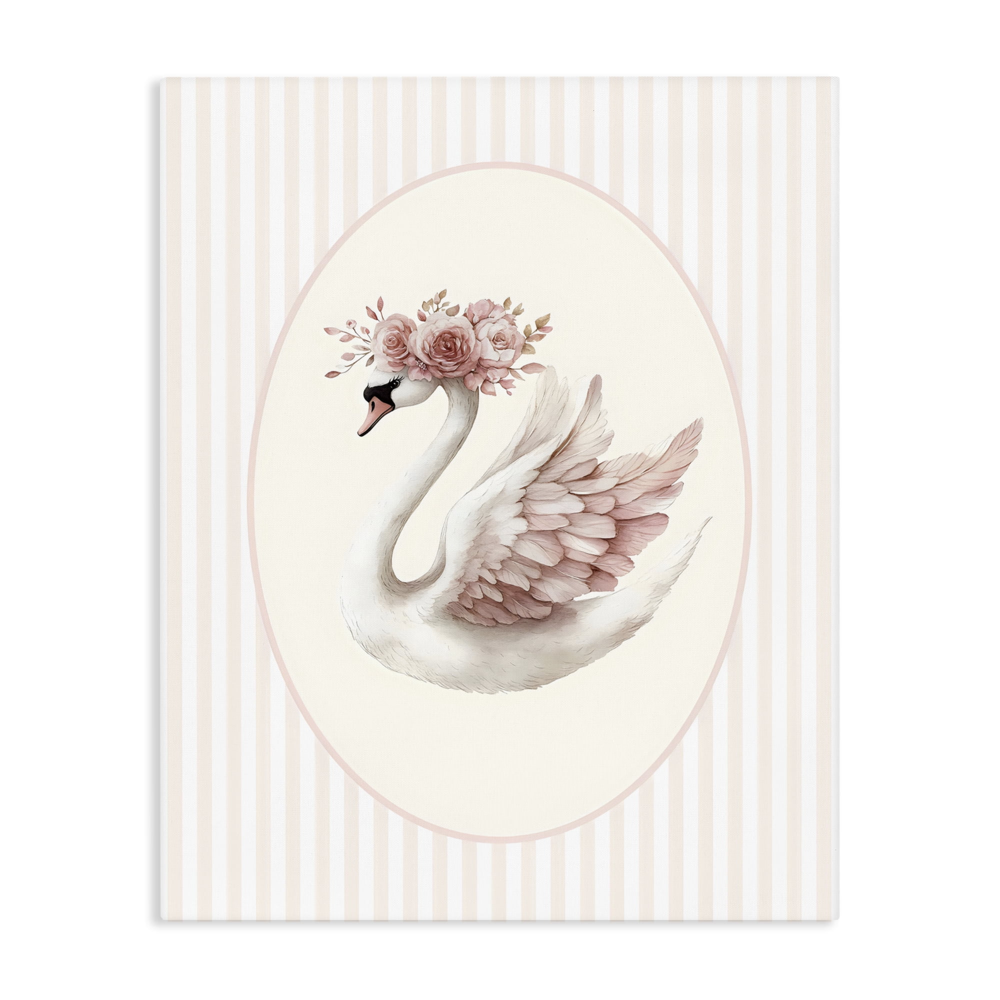 Stupell Industries Nursery Ballerina Swan Striped Canvas Wall Art, design by LSR Design Studio
