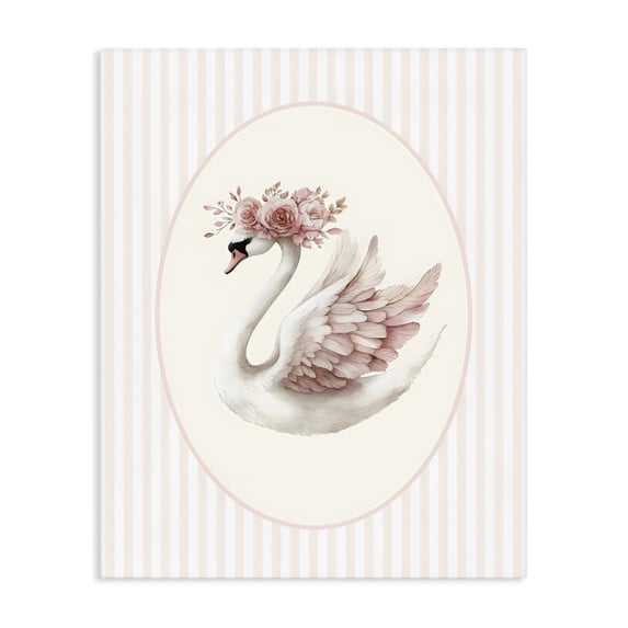 Stupell Industries Cottage Nursery Ballerina Swan Striped Canvas Art, 24 x 30, by LSR Design Studio