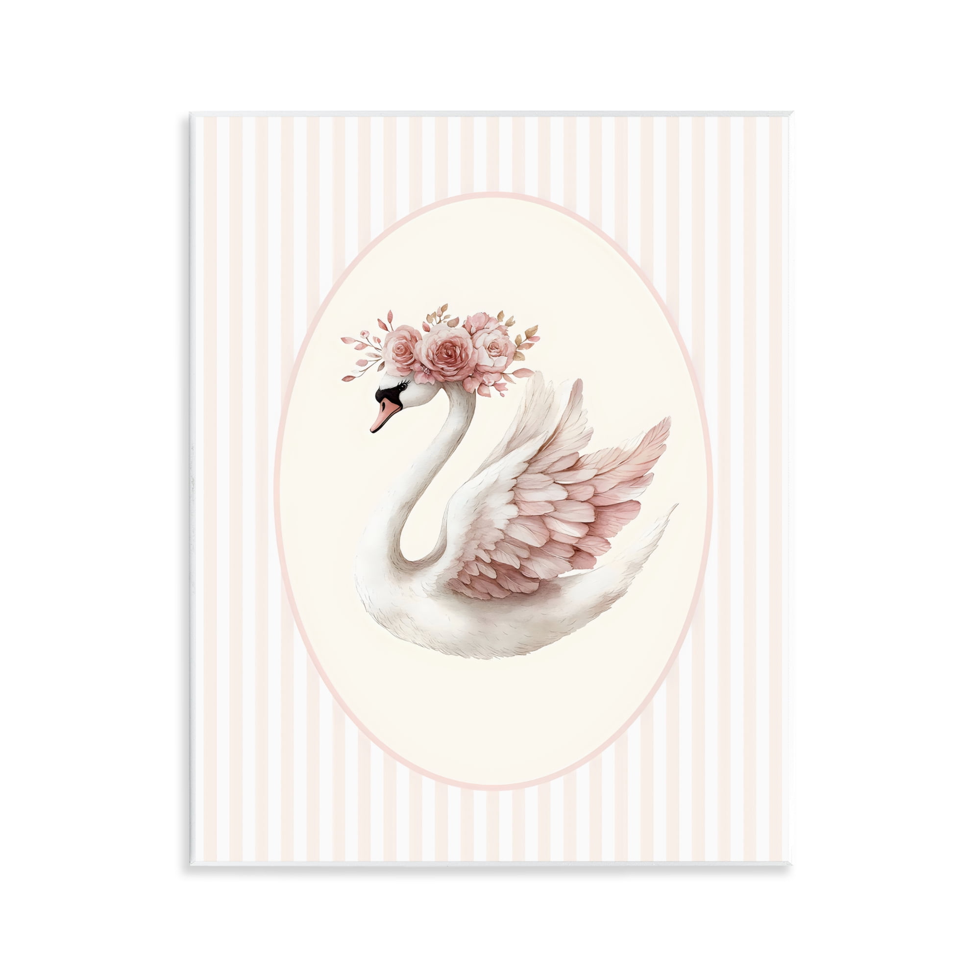 Stupell Industries Nursery Ballerina Swan Striped Wall Plaque Art, design by LSR Design Studio