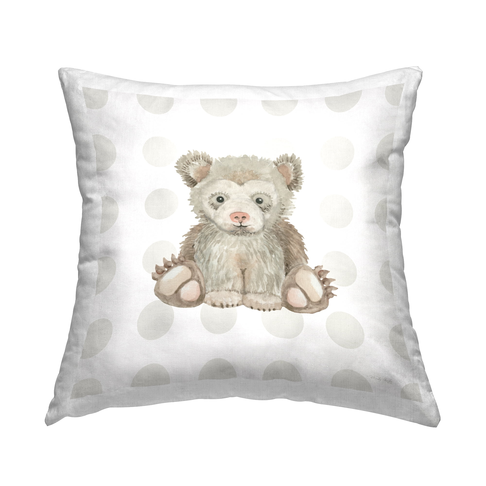 Stupell Industries Nursery Bear on Dots Decorative Printed Throw Pillow Design by Cindy Jacobs.