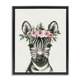 thumbnail image 1 of Stupell Industries Nursery Floral Zebra Animals Painting Black Floater Framed Canvas Art Print Wall Art, 17 x 21, 1 of 10