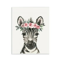 Stupell Industries Nursery Floral Zebra Animals Painting Unframed Art Print Wall Art, 11 x 14