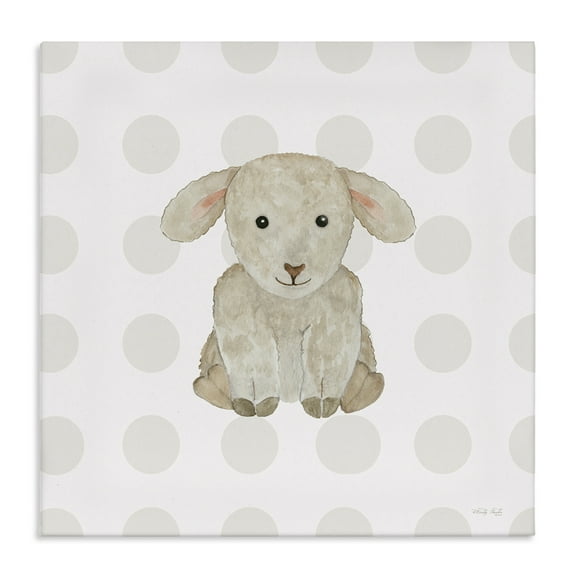 Stupell Industries Nursery Lamb on Dots Animals Painting Wrapped Canvas Art Print Wall Art, 17 x 17