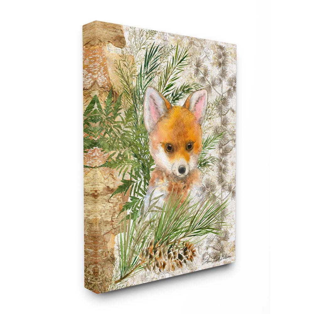 Stupell Industries Nursery Red Fox Forest Animal Children's Illustration Canvas Wall Art Design by Sherri Buck Baldwin, 16" x 20"