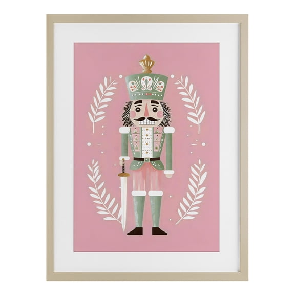 Nutcracker Suite in Pastel Pink Brown Framed Print Under Glass, 14 x 20, Made In USA