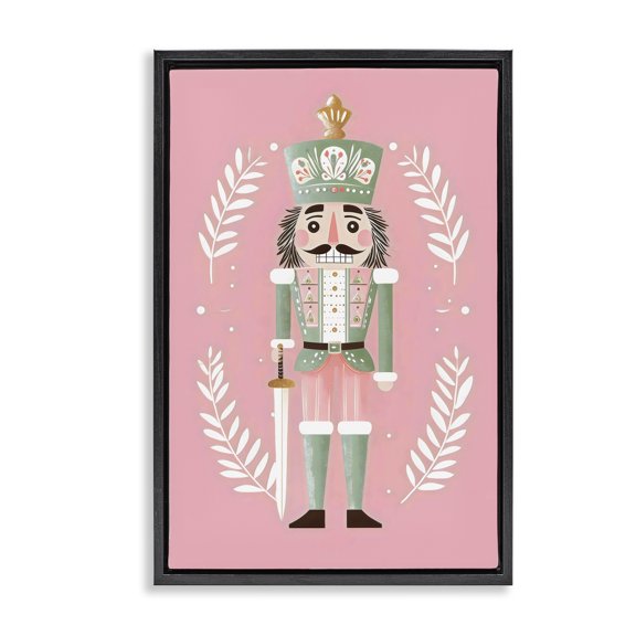 Nutcracker Suite in Pastel Pink Black Floating Frame Canvas Art, 17 x 25, Made In USA