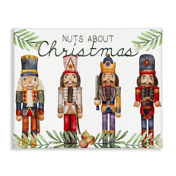 Stupell Industries - Nuts About Christmas Nutcrackers Canvas Art, 20 x 16, Made In USA