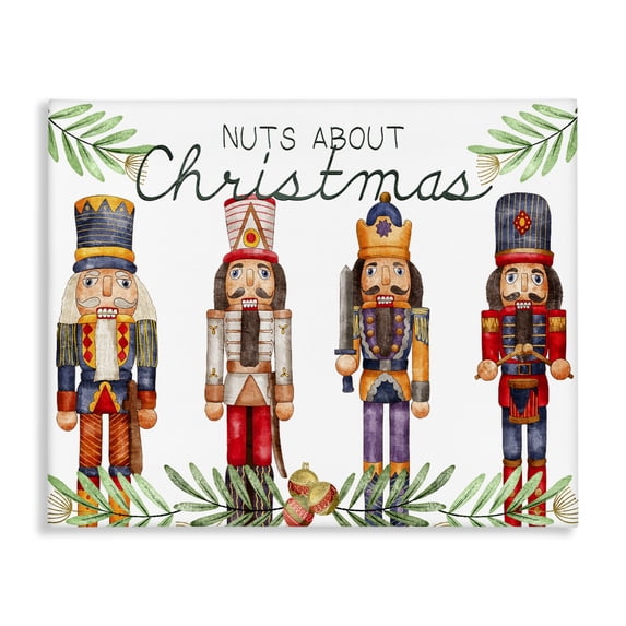 Stupell Industries - Nuts About Christmas Nutcrackers Canvas Art, 30 x 24, Made In USA