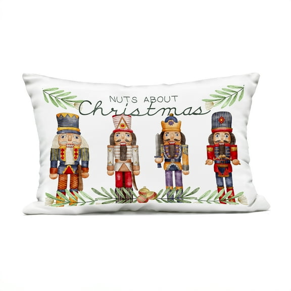 Stupell Industries Nuts About Christmas Nutcrackers Outdoor Printed Pillow design by Kim Allen, 14 x 7 x 20