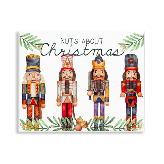 Stupell Industries - Nuts About Christmas Nutcrackers Wall Plaque Art, 14 x 11, Made In USA