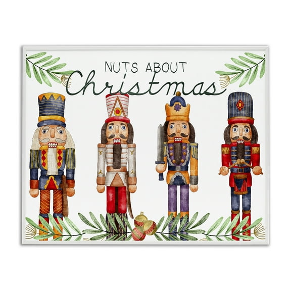Stupell Industries - Nuts About Christmas Nutcrackers White Framed Giclee Art, 30 x 24, Made In USA