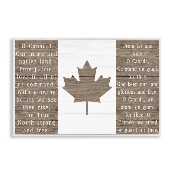 Stupell Industries O Canada Rustic Anthem White Framed Giclee Art design by Lil' Rue, 20 x 30