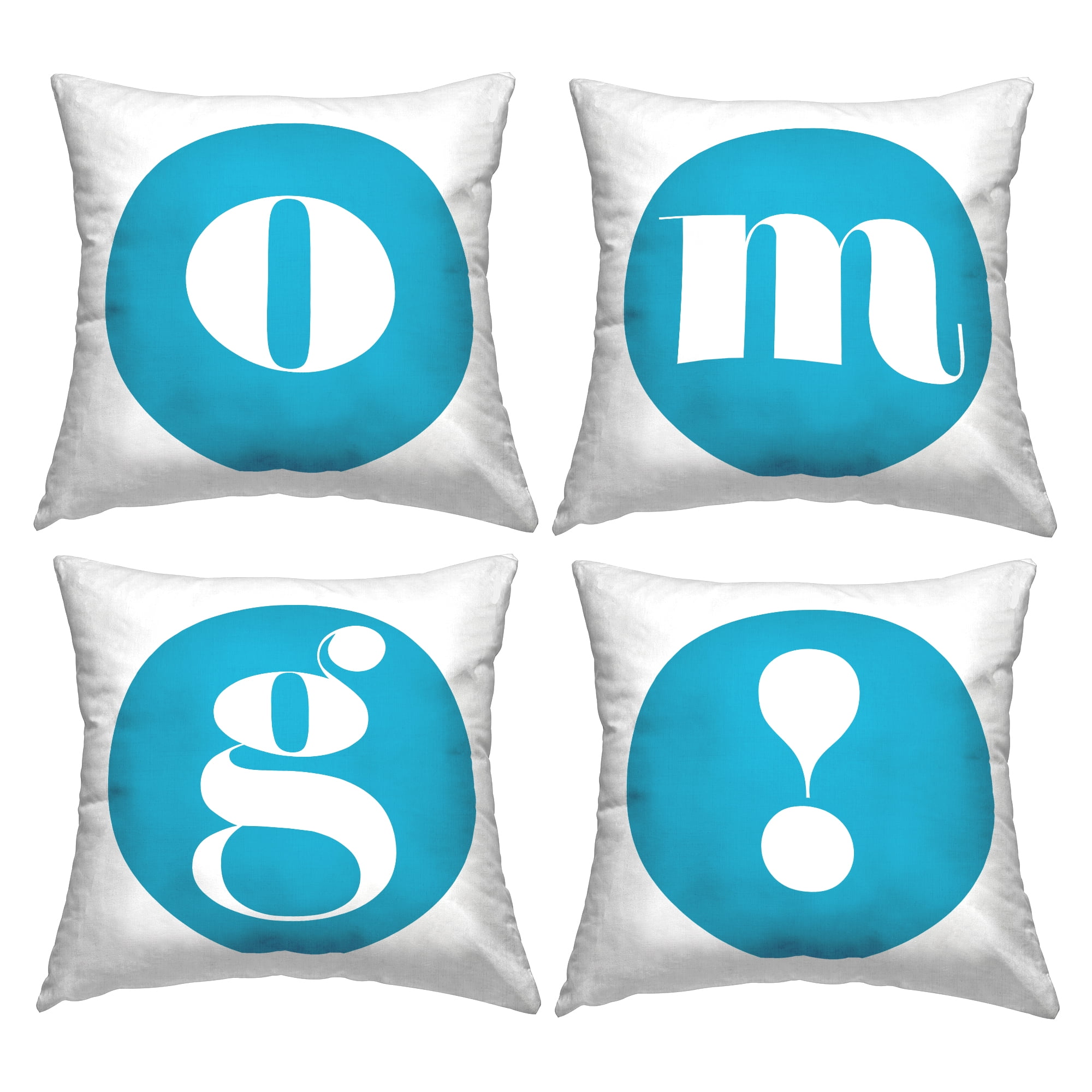 Stupell Industries OMG Blue Initials Decorative Printed Throw Pillow, 18 x 18