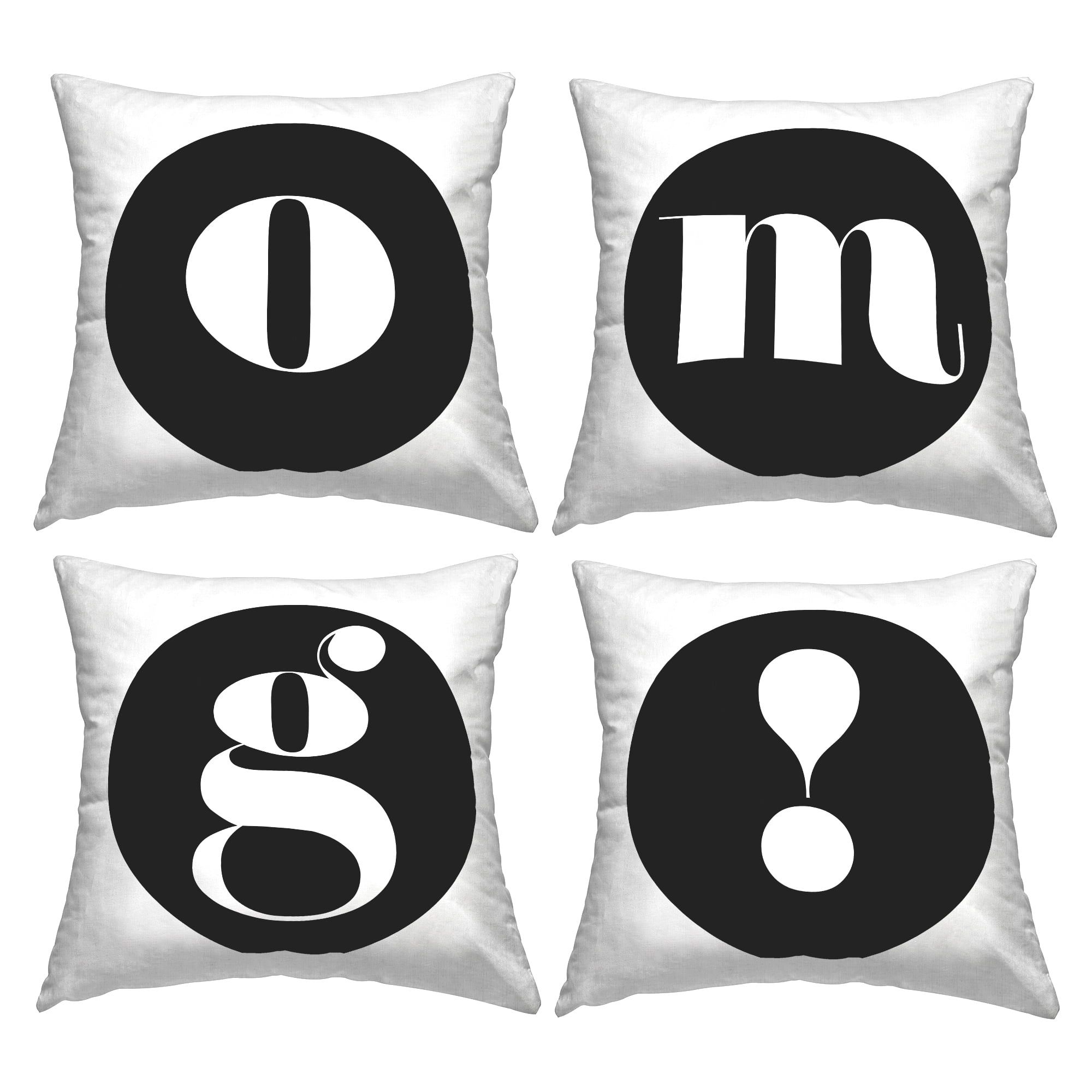 Stupell Industries OMG Initial Letters Decorative Printed Throw Pillow, 18 x 18