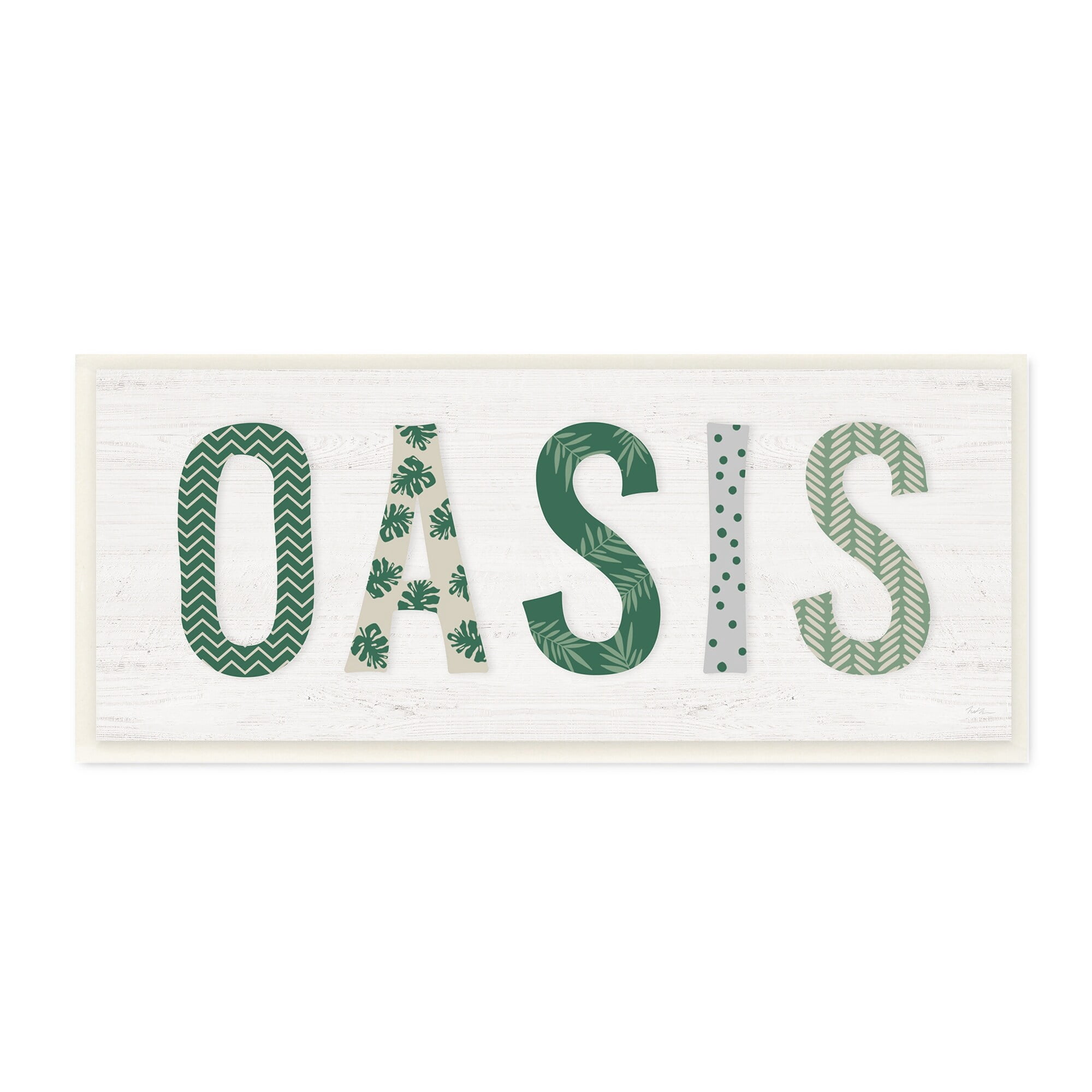 Stupell Industries Oasis Tropical Foliage Patterned Letter Relaxation Sign,17 x 7, Design by Natalie Carpentieri
