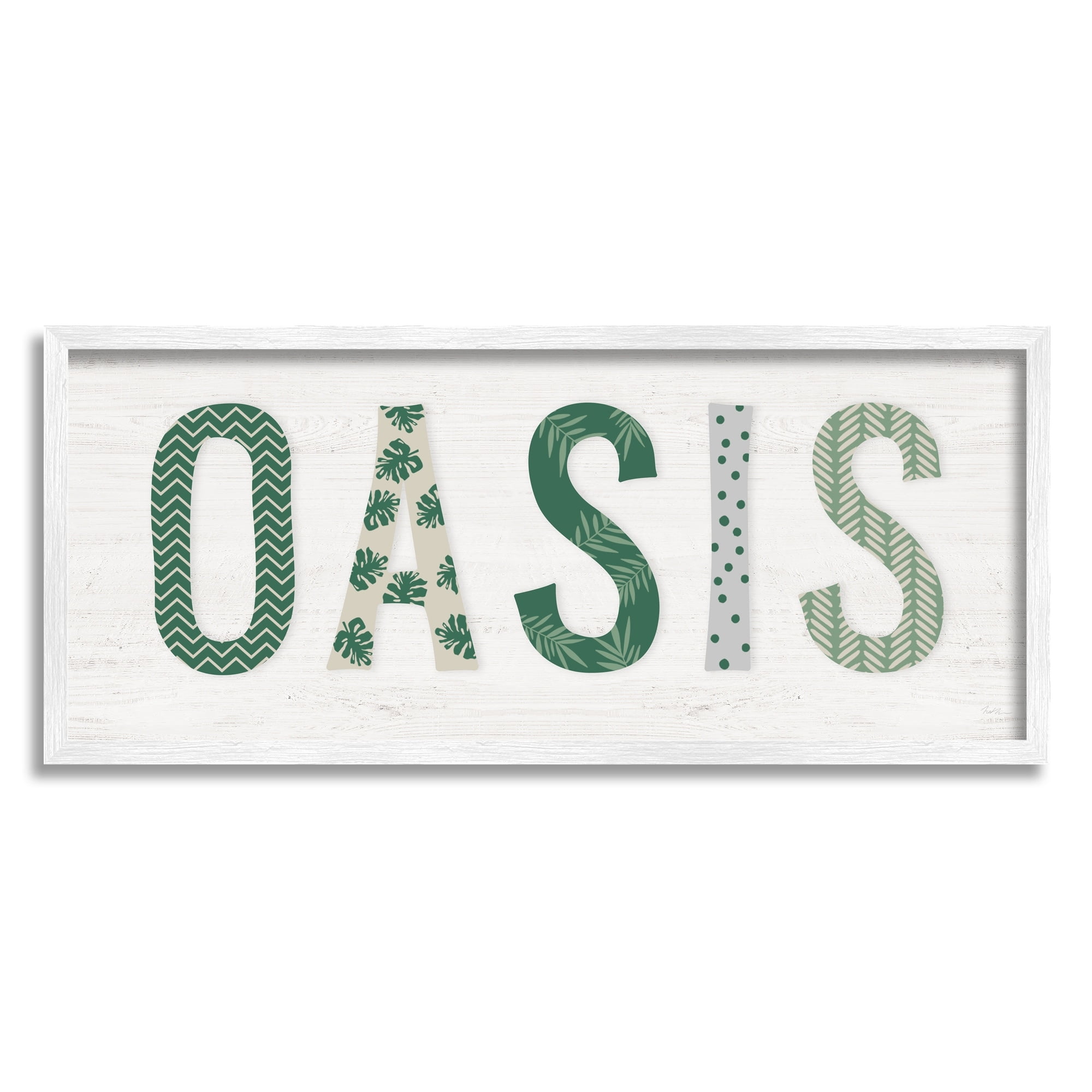 Stupell Industries Oasis Tropical Foliage Patterned Letter Relaxation Sign,24 x 10, Design by Natalie Carpentieri