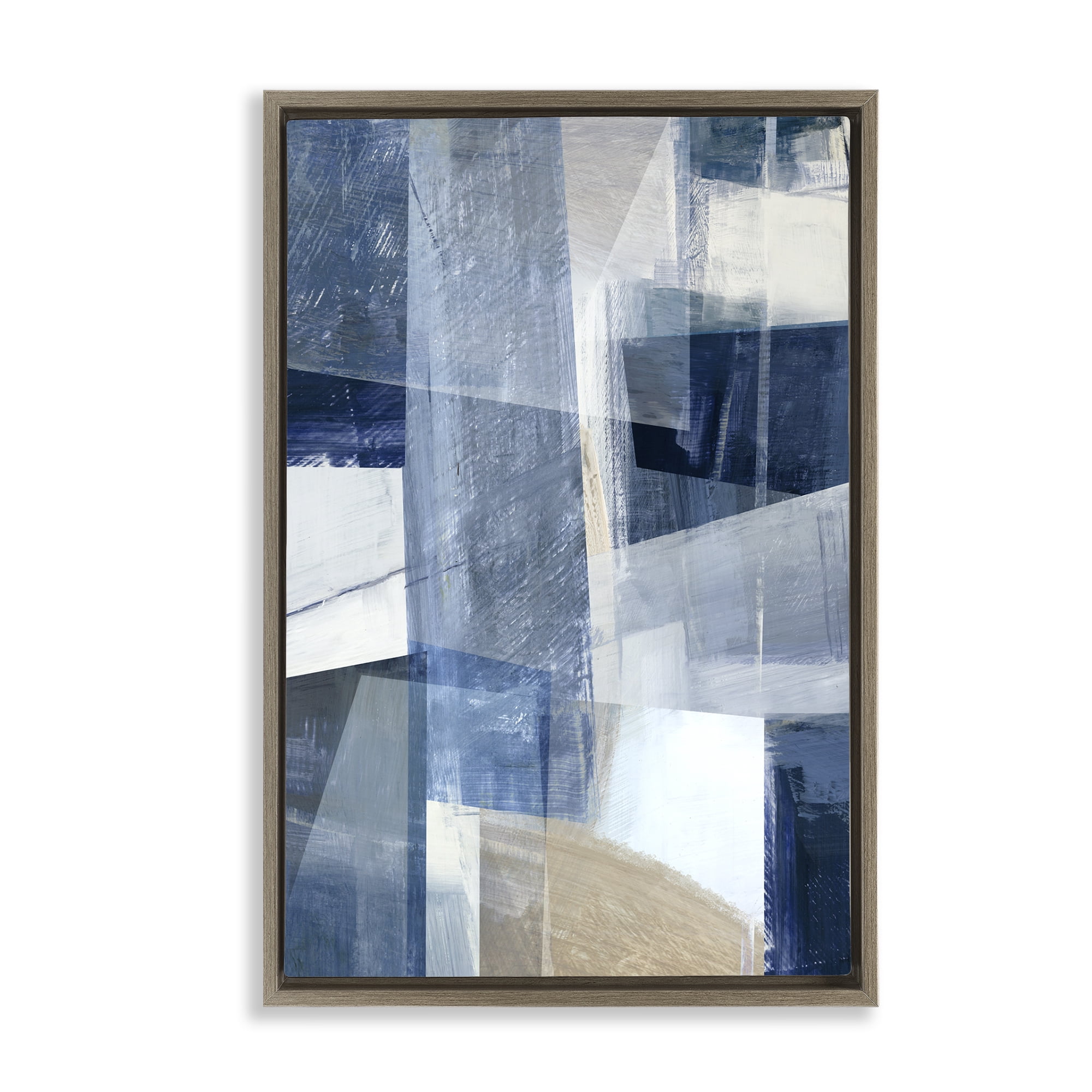Stupell Industries Oblique Geometric Shapes Abstract Painting Brown Floater Framed Canvas Art Print Wall Art, 17 x 25