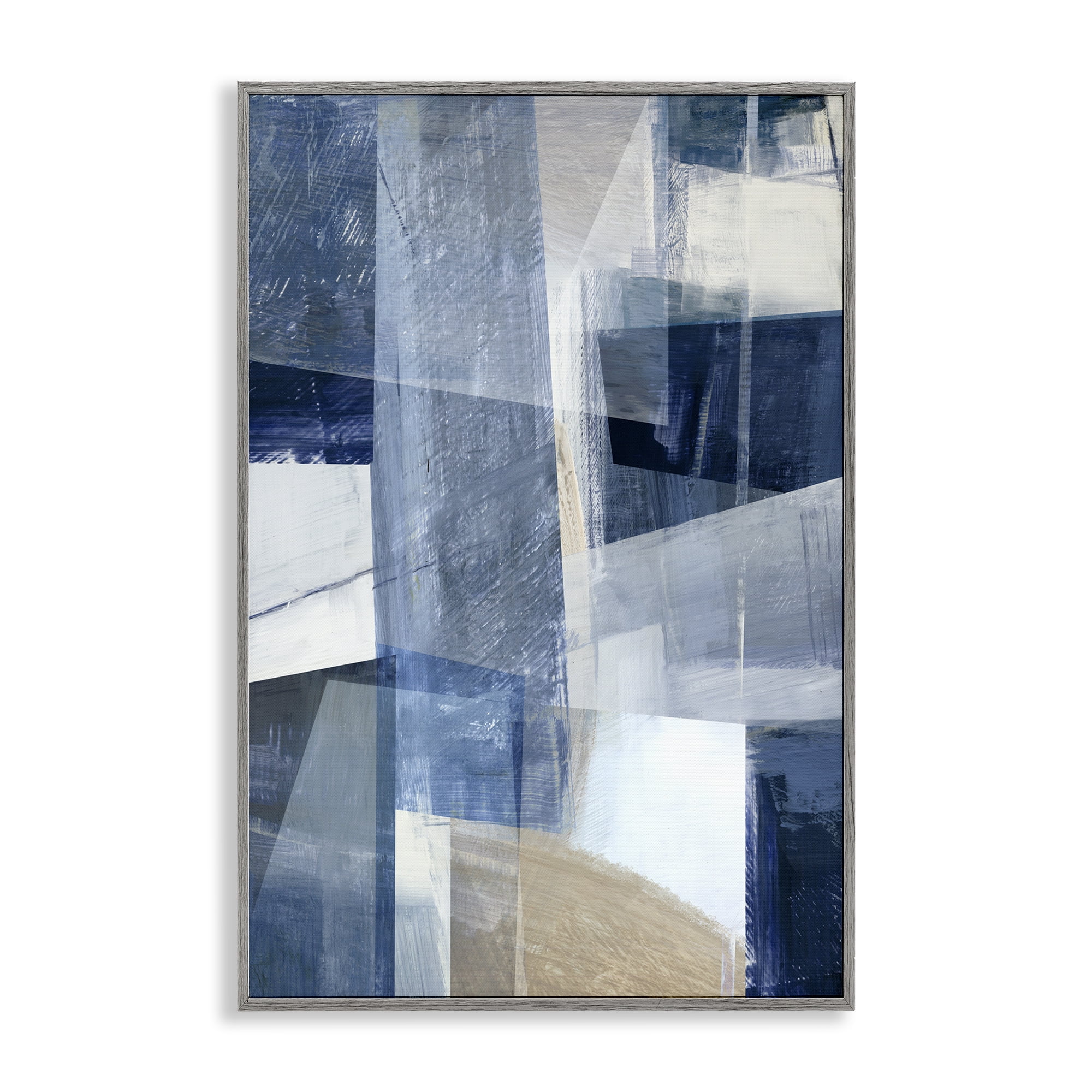 Stupell Industries Oblique Geometric Shapes Abstract Painting Gray Framed Art Print Wall Art, 12 x 18