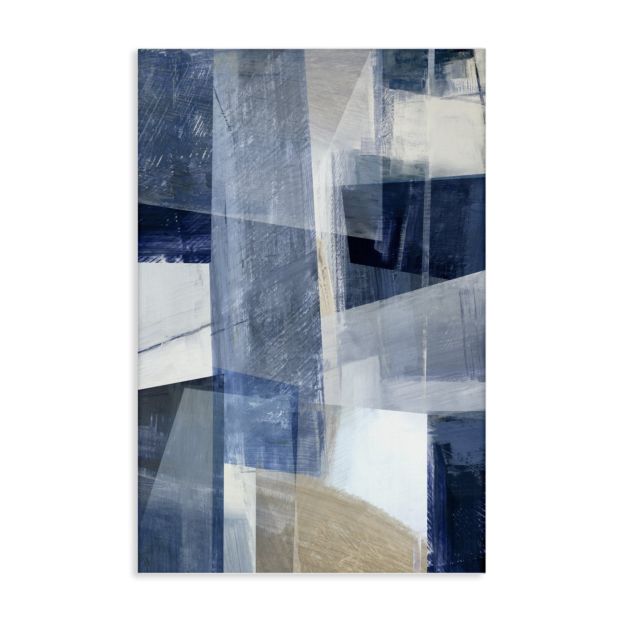 Stupell Industries Oblique Geometric Shapes Abstract Painting Wrapped Canvas Art Print Wall Art, 16 x 24