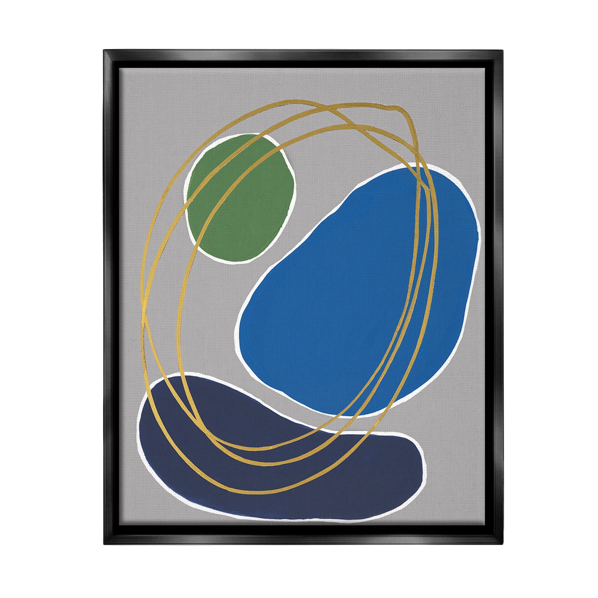 Stupell Industries Oblong Geometric Shapes Abstract Painting Black Floater Framed Canvas Art Print Wall Art, 25 x 31