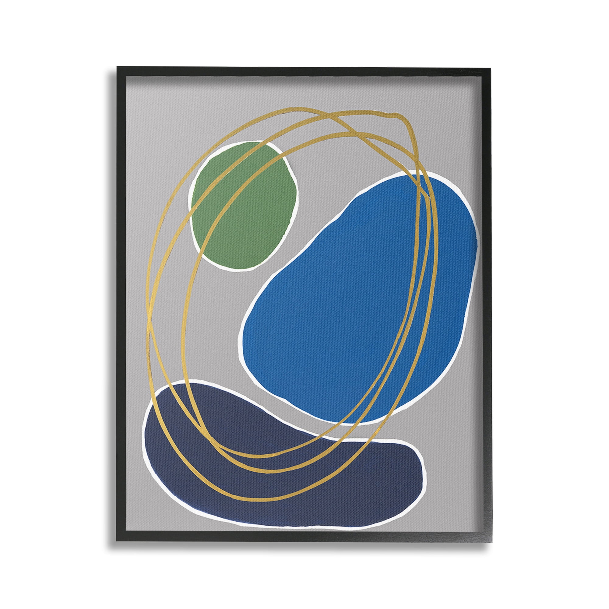 Stupell Industries Oblong Geometric Shapes Abstract Painting Black Framed Art Print Wall Art, 16 x 20