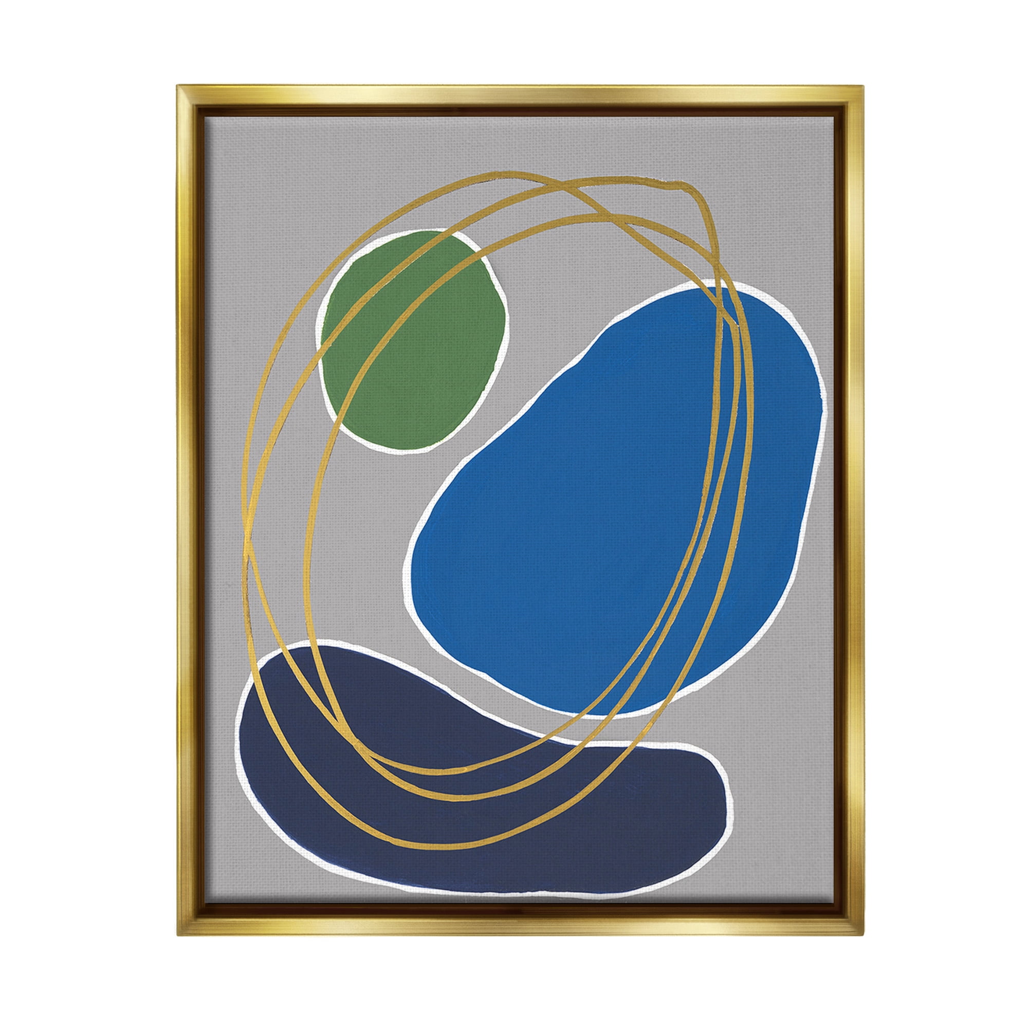 Stupell Industries Oblong Geometric Shapes Abstract Painting Gold Floater Framed Canvas Art Print Wall Art, 25 x 31