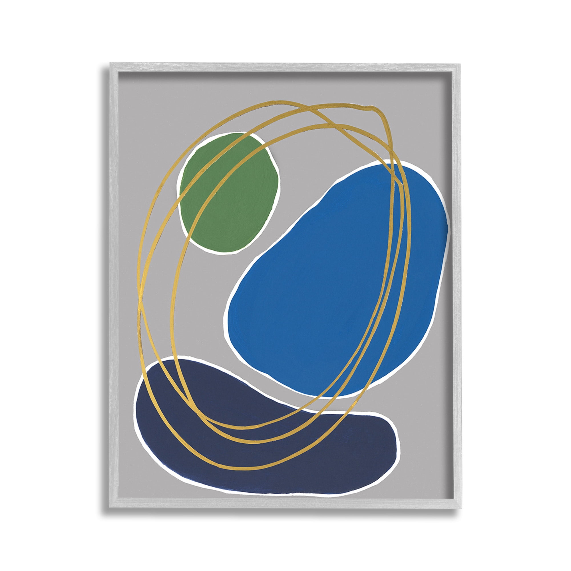 Stupell Industries Oblong Geometric Shapes Abstract Painting Gray Framed Art Print Wall Art, 11 x 14