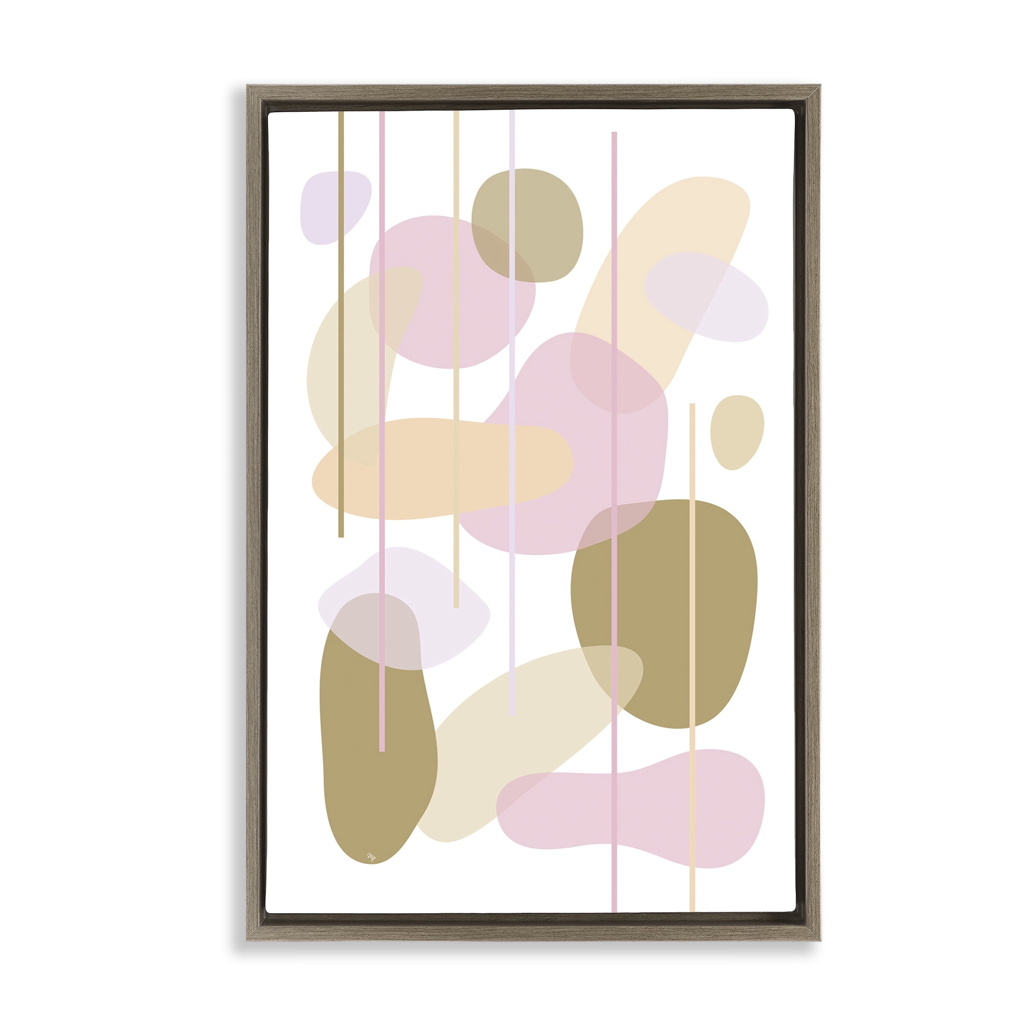 Stupell Industries Oblong Opaque Shapes Abstract Painting Brown Floater Framed Canvas Art Print Wall Art, 21 x 31