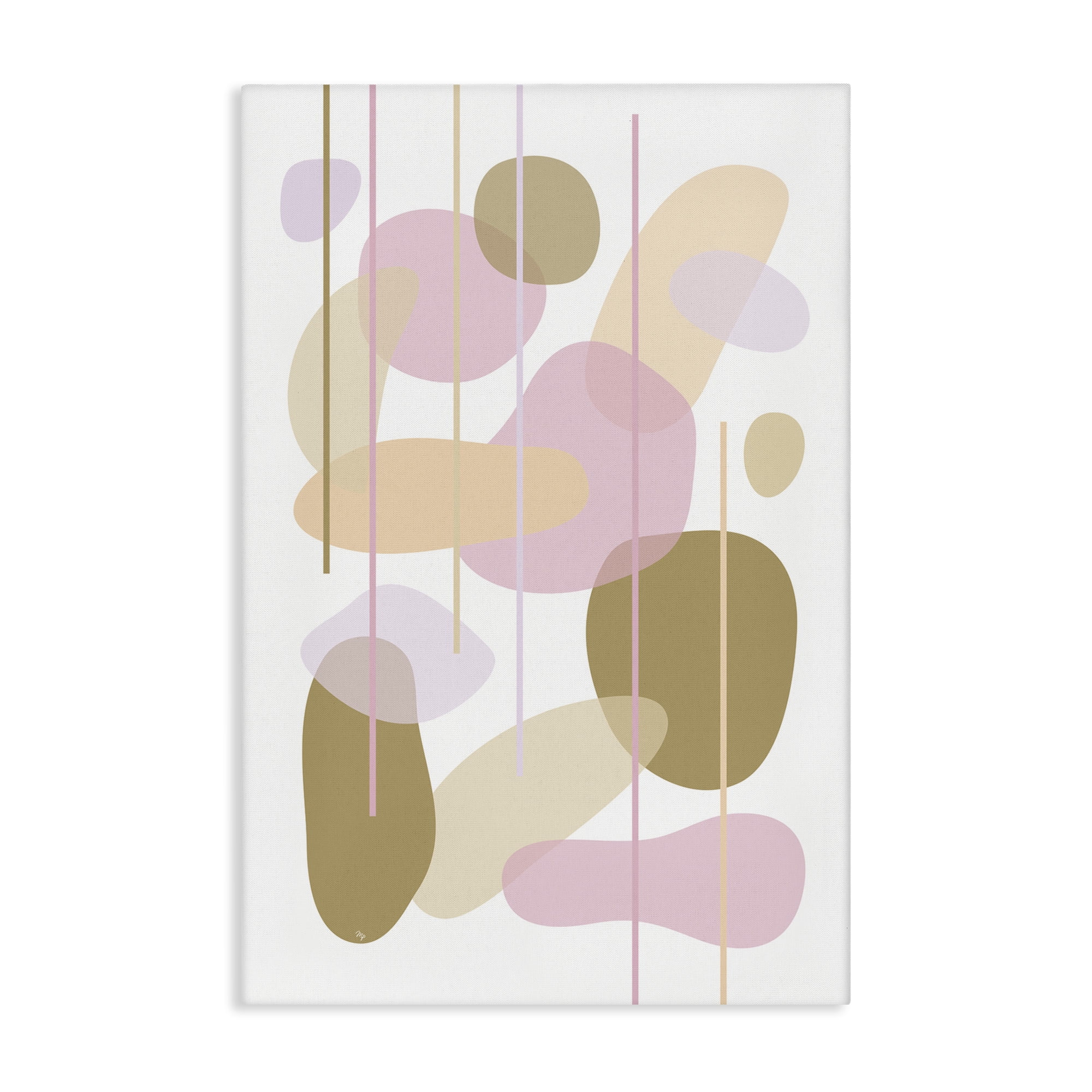Stupell Industries Oblong Opaque Shapes Abstract Painting Gallery Wrapped Canvas Art Print Wall Art, 20 x 30