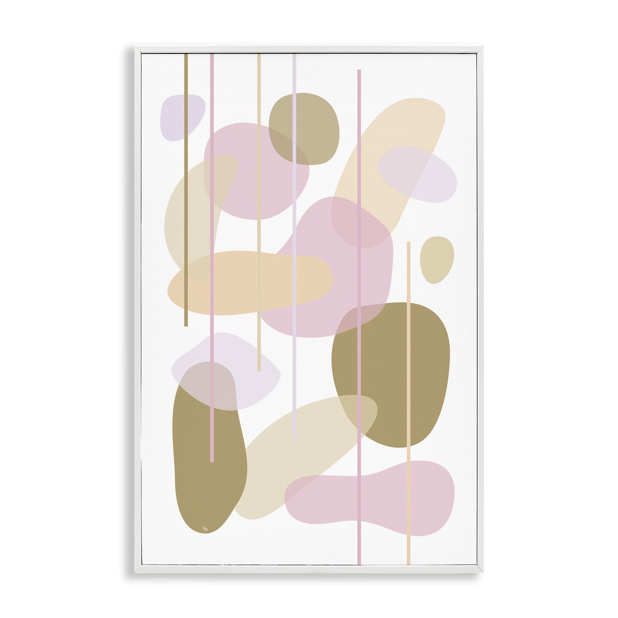 Stupell Industries Oblong Opaque Shapes Abstract Painting White Framed Art Print Wall Art, 20 x 30