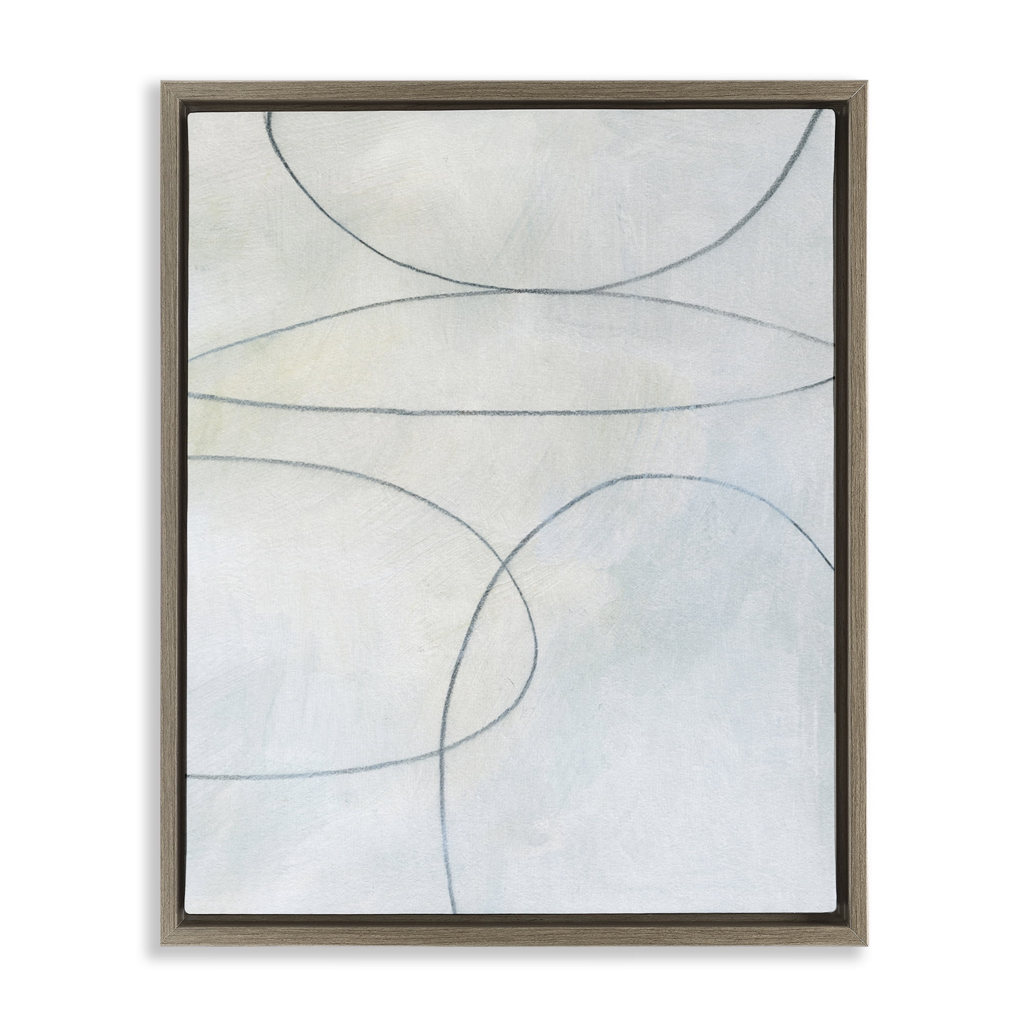 Stupell Industries Oblong Shapes Doodle Abstract Drawing Brown Floater Framed Canvas Art Print Wall Art, 25 x 31