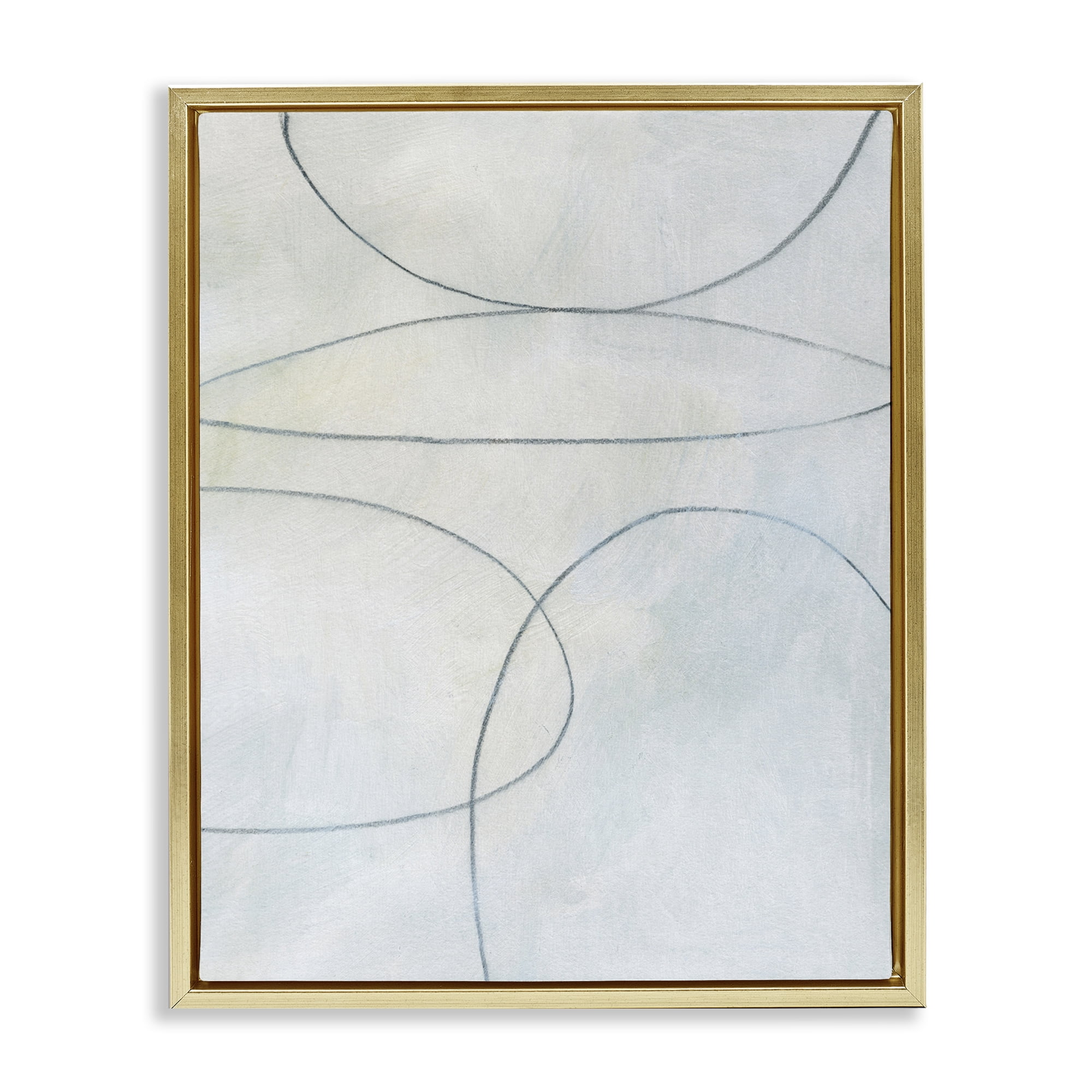 Stupell Industries Oblong Shapes Doodle Abstract Drawing Gold Floater Framed Canvas Art Print Wall Art, 17 x 21