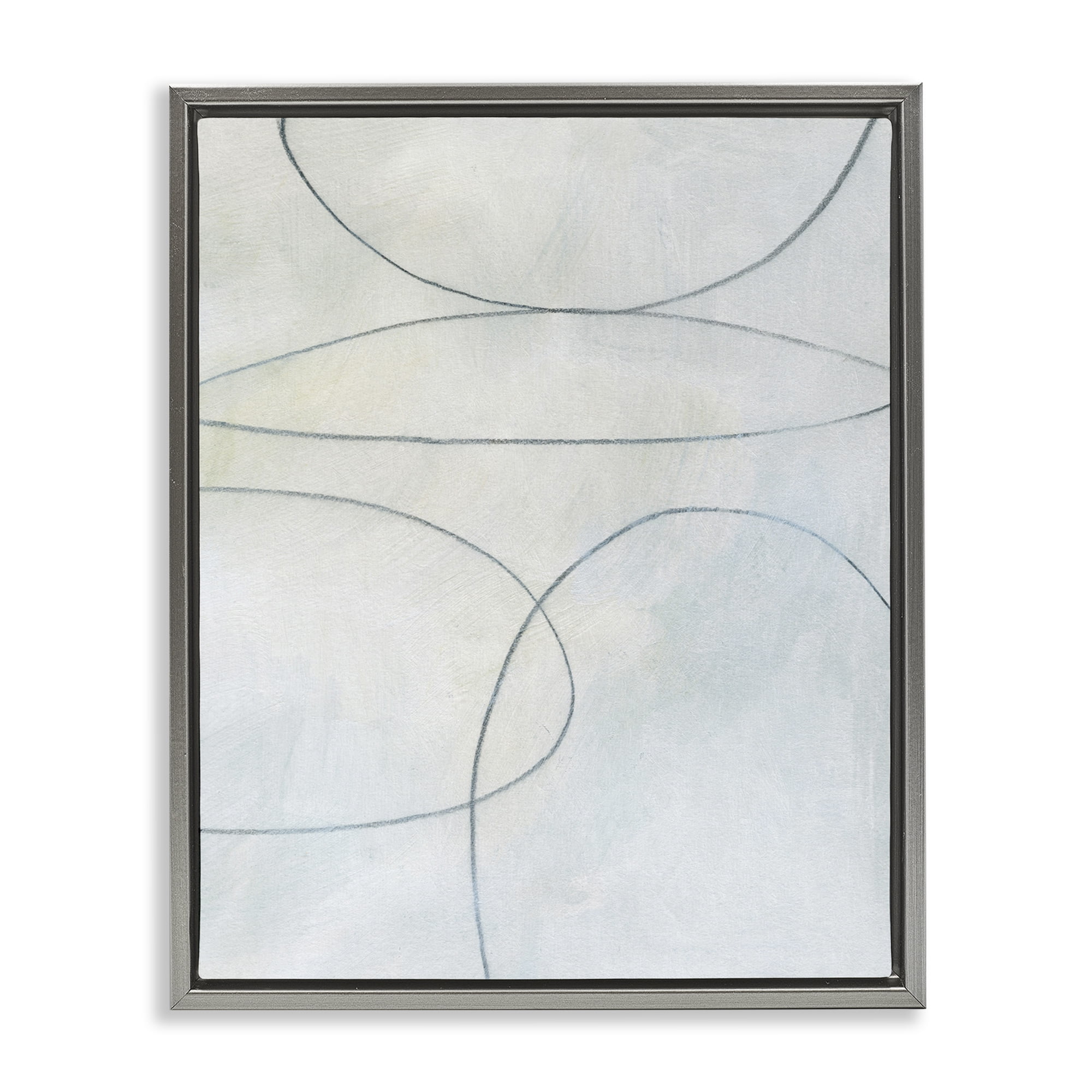 Stupell Industries Oblong Shapes Doodle Abstract Drawing Gray Floater Framed Canvas Art Print Wall Art, 25 x 31