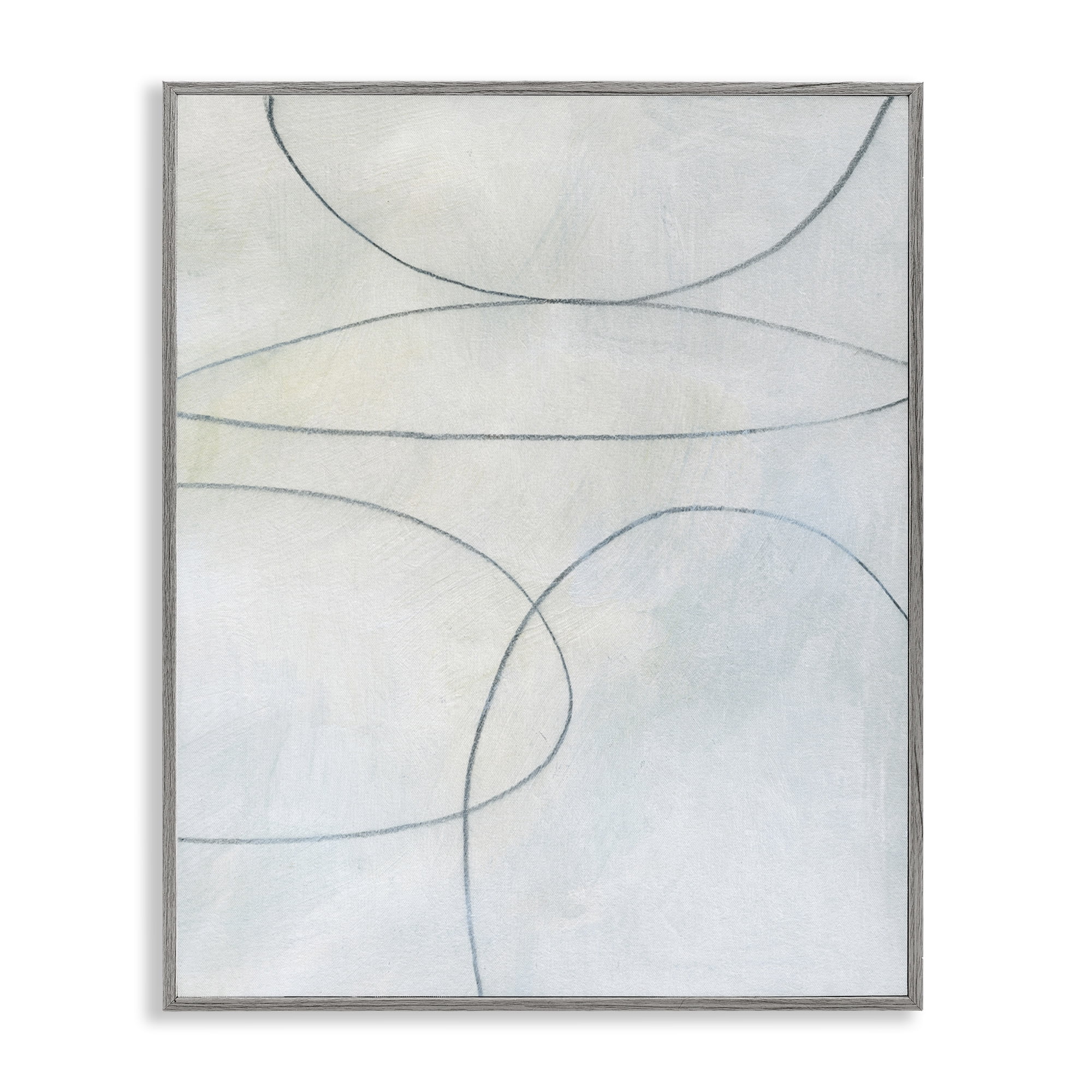 Stupell Industries Oblong Shapes Doodle Abstract Drawing Gray Framed Art Print Wall Art, 16 x 20
