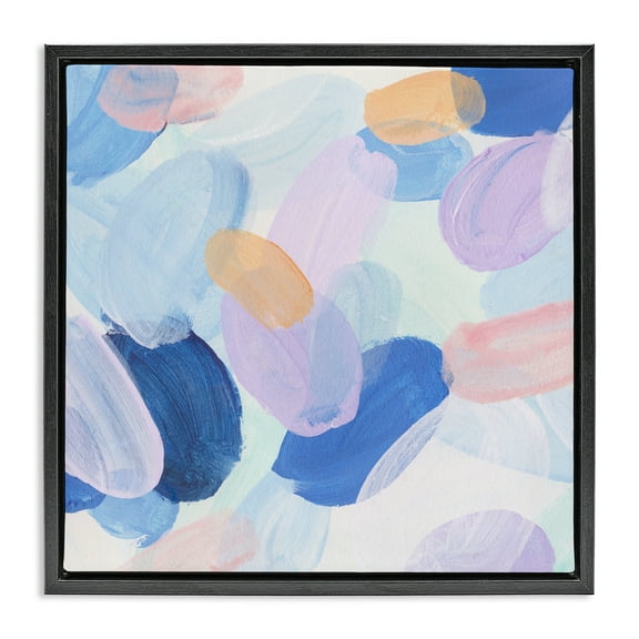 Stupell Industries Oblong Shapes Pattern Abstract Painting Black Floater Framed Canvas Art Print Wall Art, 18 x 18